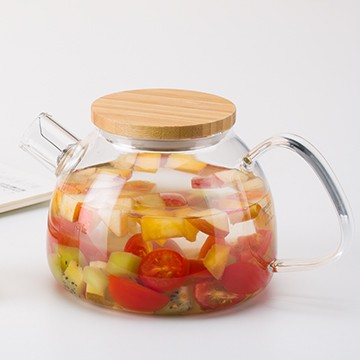 Hot Selling bamboo lid  glass fruit pot with glass Infuser for girl and coffee shop