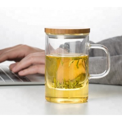 SAMADOYO 500 ML New Product Glass Cup With Bamboo Lid