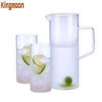 1500ml/ 50OZ Sandblasting Glass Carafe Heat Resistant Frosted Borosilicate Glass Clear Pitcher and Cups Set