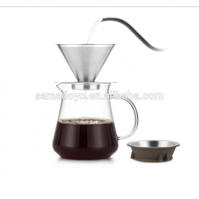 Pour Over Coffee Dripper Glass Coffee Maker with Stainless Steel Filter