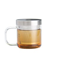 hot selling SAMADOYO Borosilicate Glass Tea Cup With Strainer With Metal Lid for office home