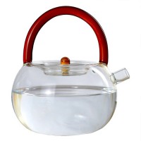 Handmade flowering tea borosilicate glass tea pot with removable glass infuser